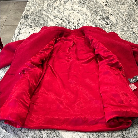 Elegant Scarlet Double-Breasted Pea Coat - Picture 8 of 12